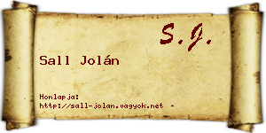 Sall Jolán névjegykártya